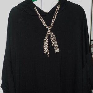 Brand New Jade By Jane Black with Leopard Print Hooded Tunic Size 2X/3X